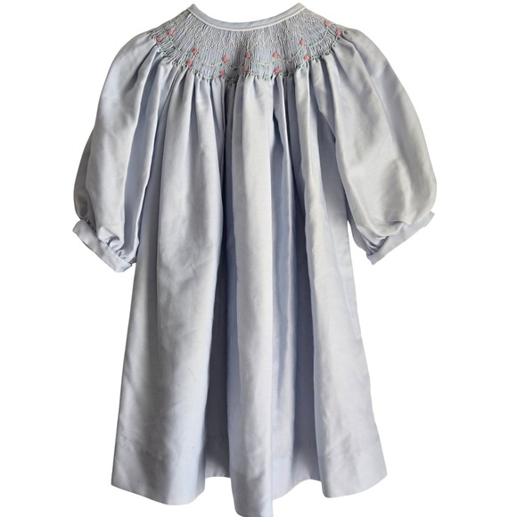 Royal Child 18M Blue Smocked Bishop Dress Roses Baby Girl Easter - Picture 1 of 5